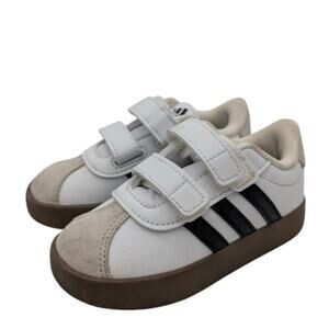 Adidas VL Court 3.0 Sneaker Shoes Hook & Loop Kids White Size US6K EU22